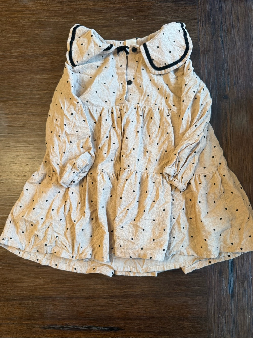 Girls Cream Polka Dot Dress with Peter Pan Collar h&M